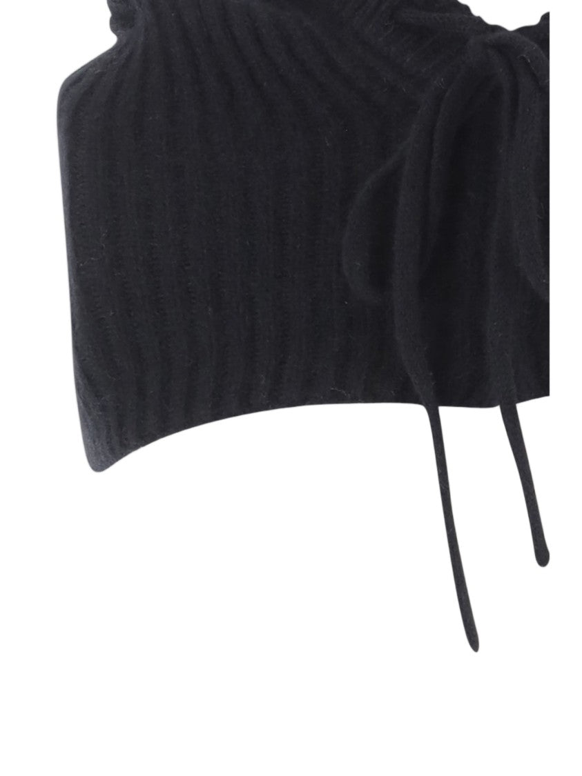 Arch4 Ribbed Knit Cashmere Shawl With Hood And Bow Closure