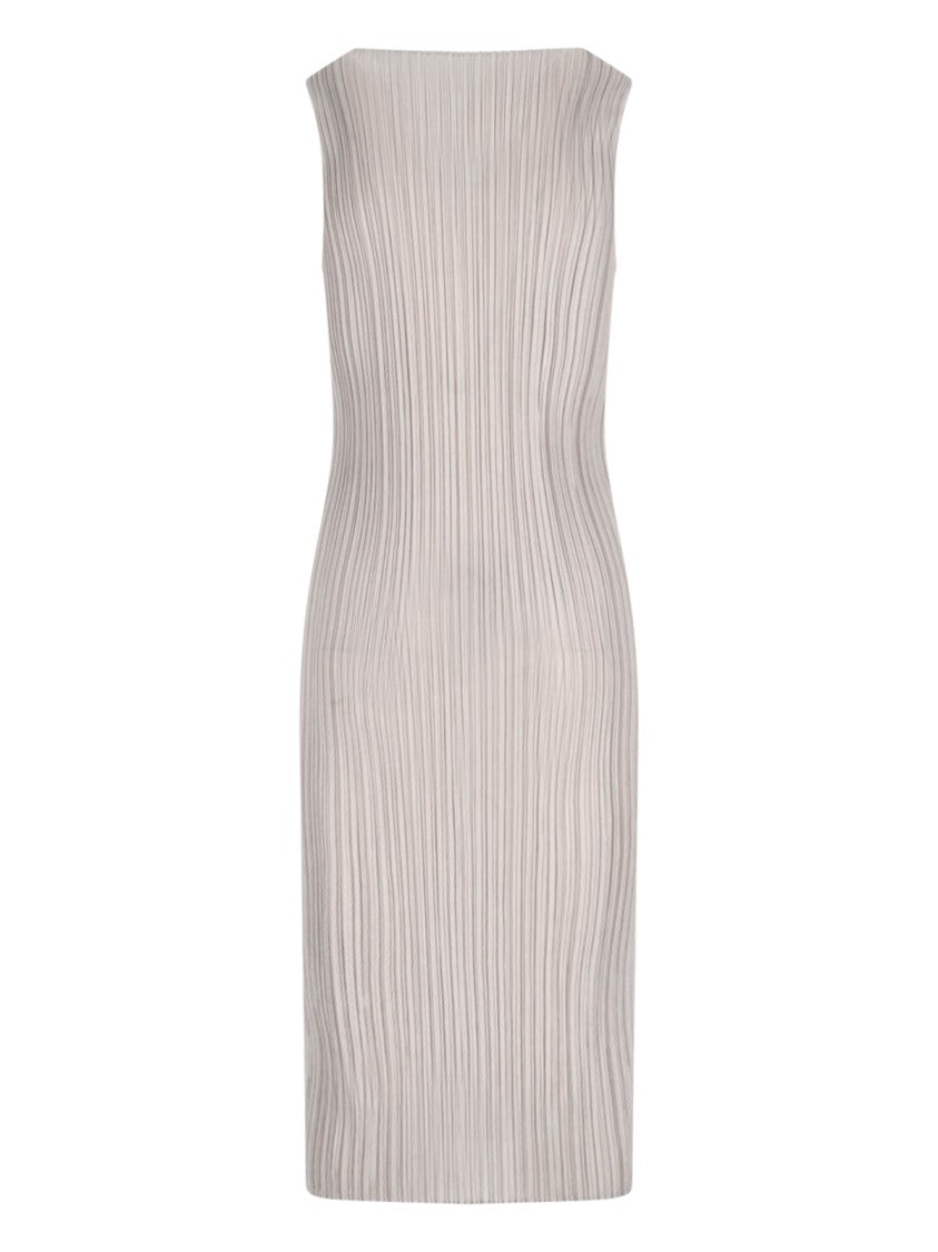 Pleats Please Pleated Midi Dress, In Beige Fabric