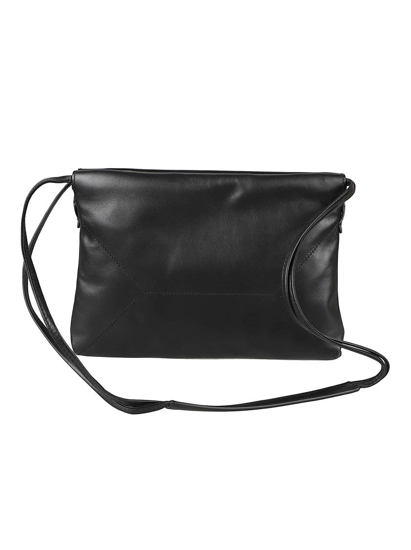 Brunello Cucinelli Rectangular Leather Bag With Geometric Pattern And Adjustable Strap