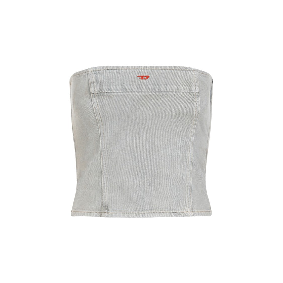 Diesel Cropped Strapless Denim Top Oval Logo