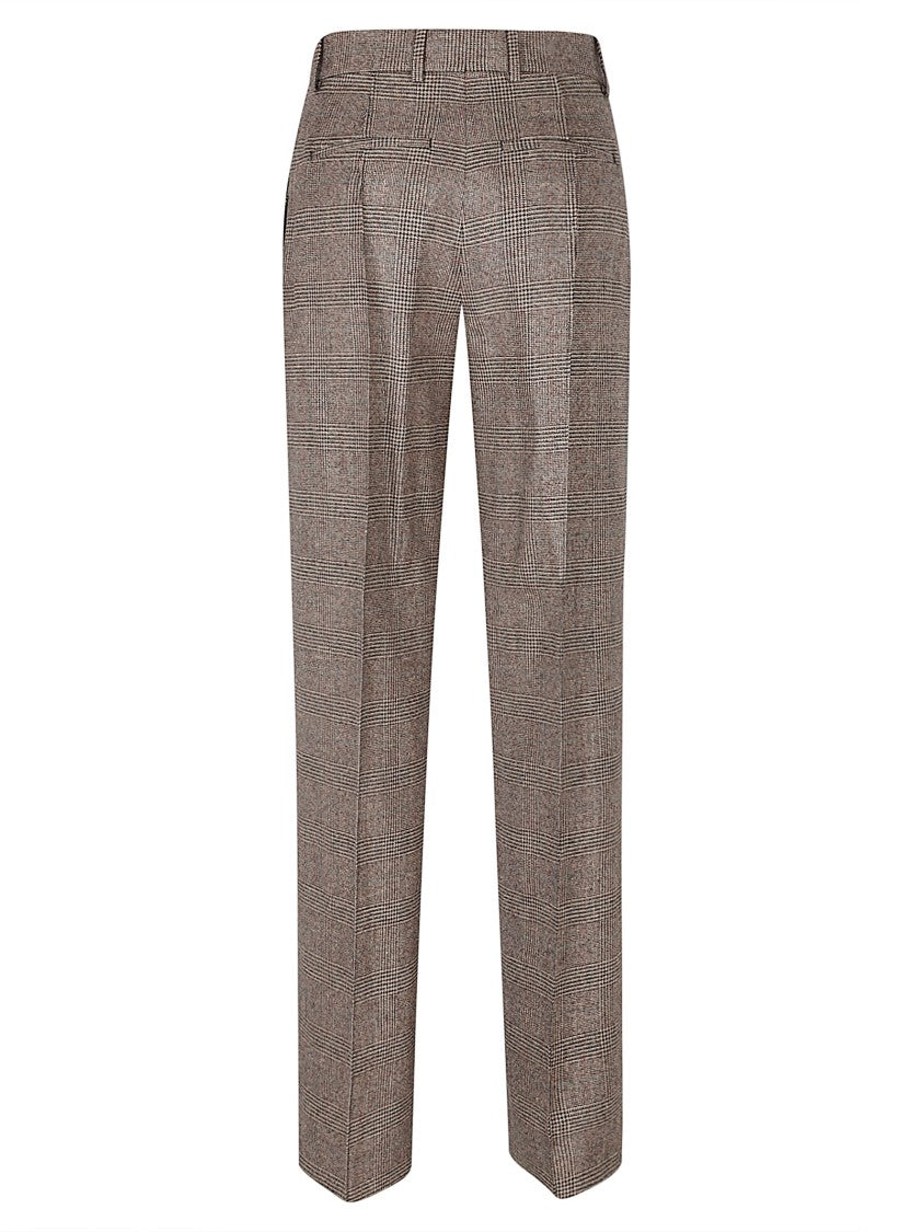 Burberry Classic Tailored Trousers With Checkered Pattern And Front Pleat