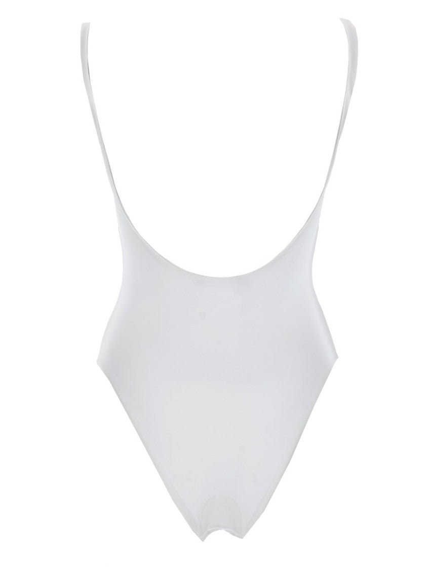 Versace Black Scoop Neckline Logo Swimsuit