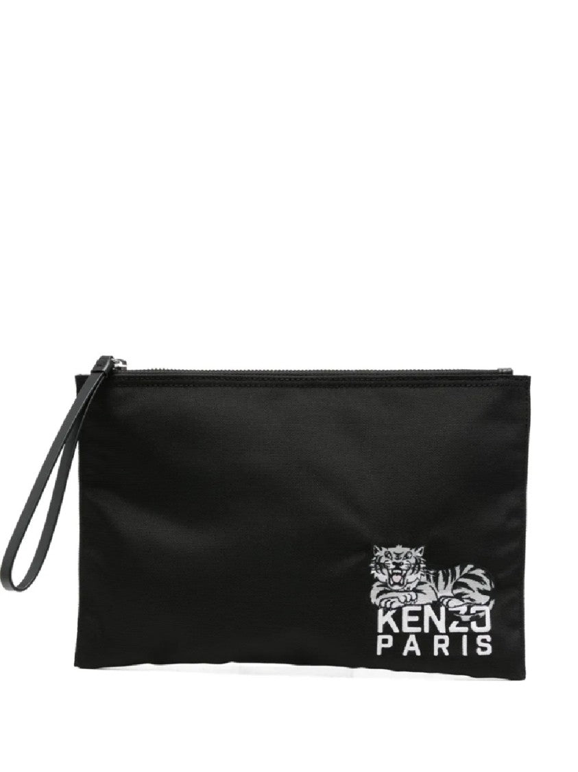 Kenzo Rectangular Black Polyester Pouch