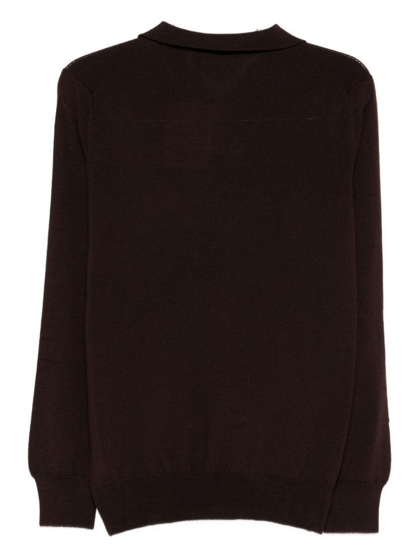 Amaranto Classic-Fit Brown Sweater With Subtle Collar Detail