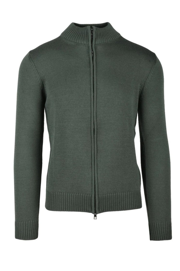 Luigi Borrelli Napoli Cardigan Zip Wool - Green