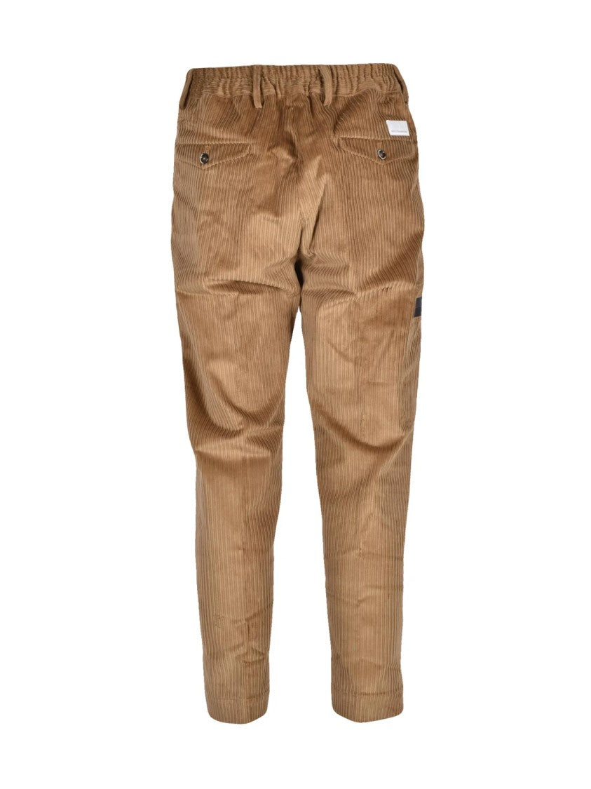 Nine In The Morning Beige Velvet Stretch Cotton-Blend Pants