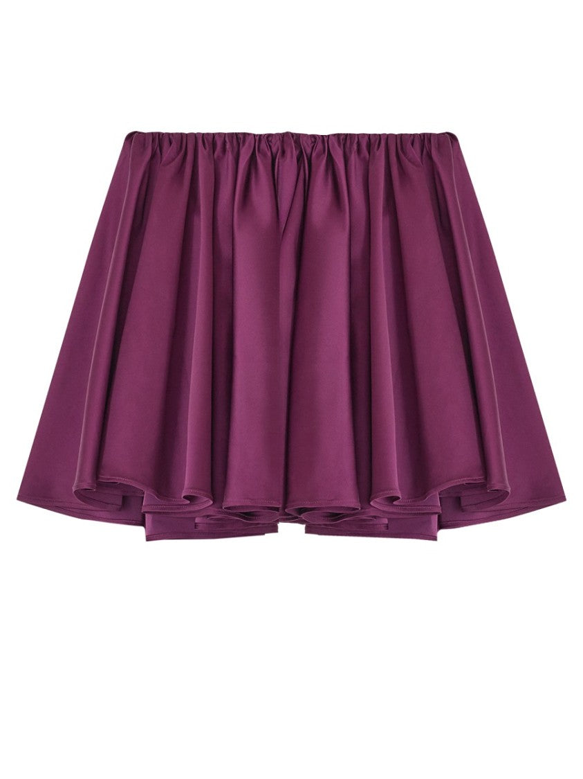 Ganni Bordeaux Asymmetrical Draped Mini Skirt