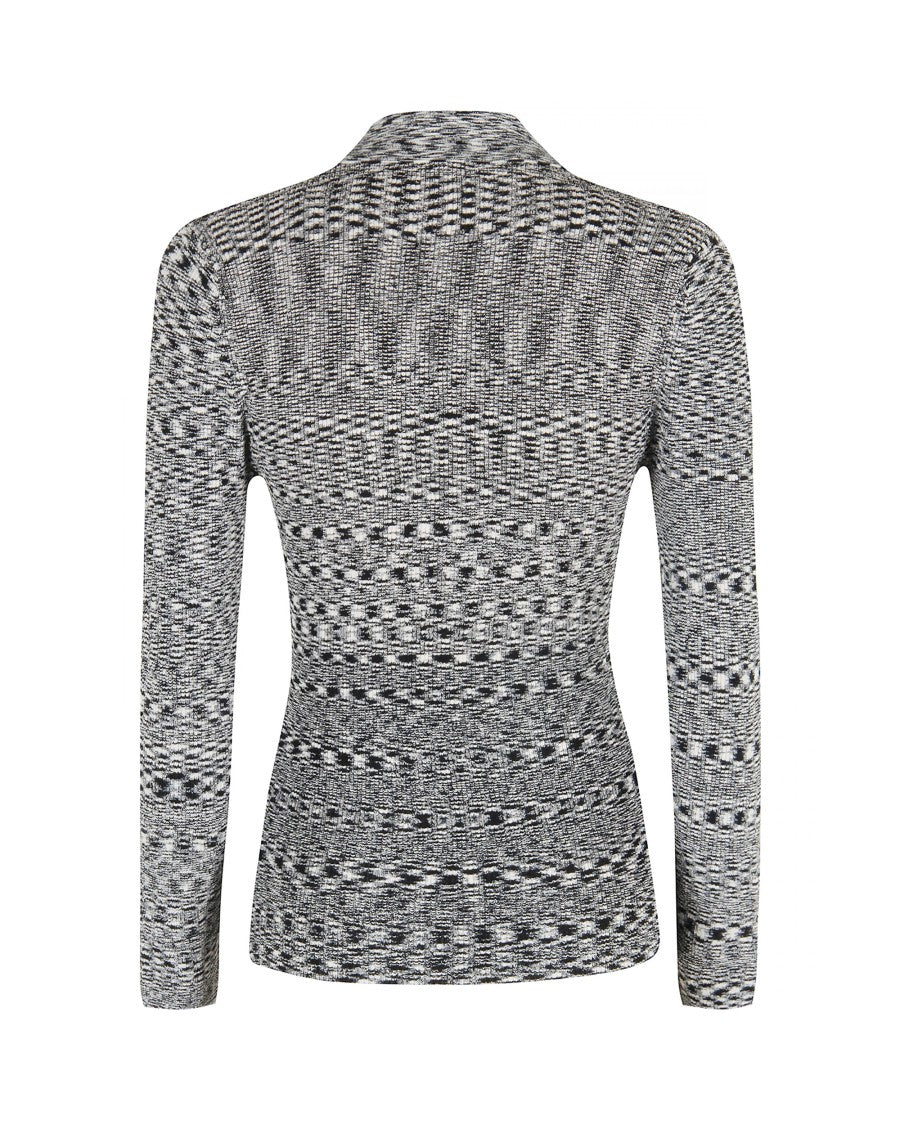 Ganni Black Striped Knit Polo