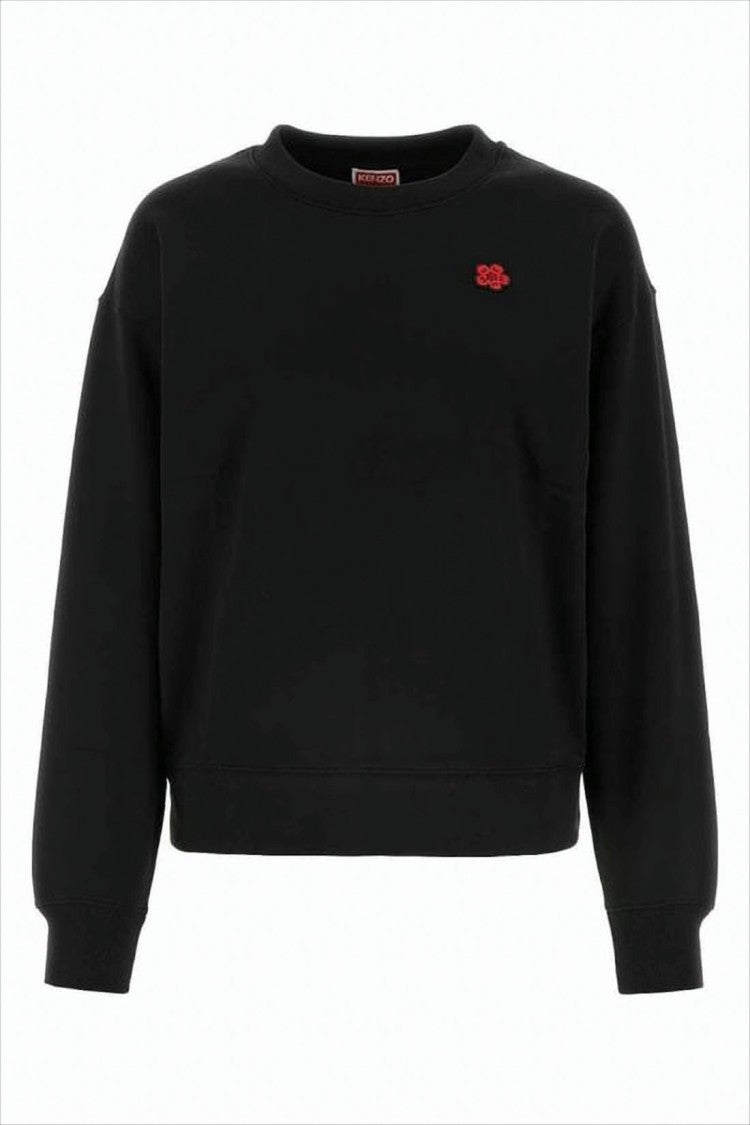 Kenzo Long-Sleeve Cropped Sweatshirt With Ribbed Cuffs And Embroidered Logo