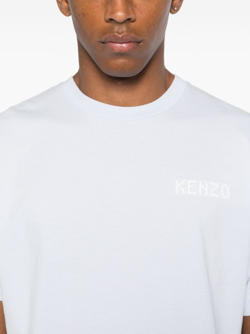 Kenzo Crew Neck T-Shirt In Light Blue Organic Cotton