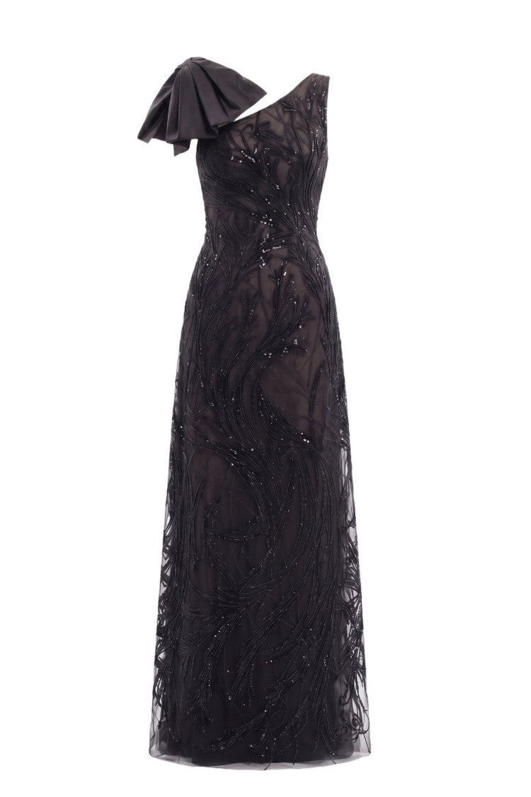 Saiid Kobeisy Asymmetrical Embroidered Dress With Bow