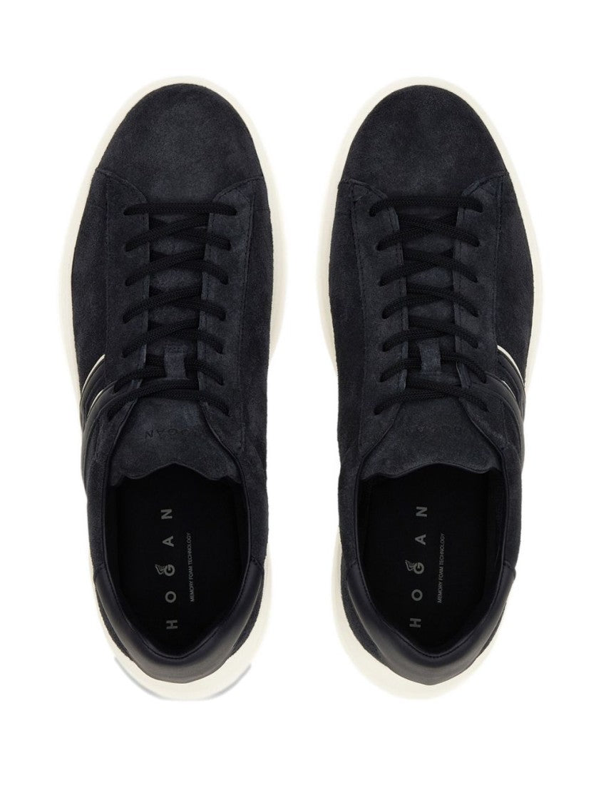 Hogan Black Leather Sneakers With Logo-Embellished Side Panels