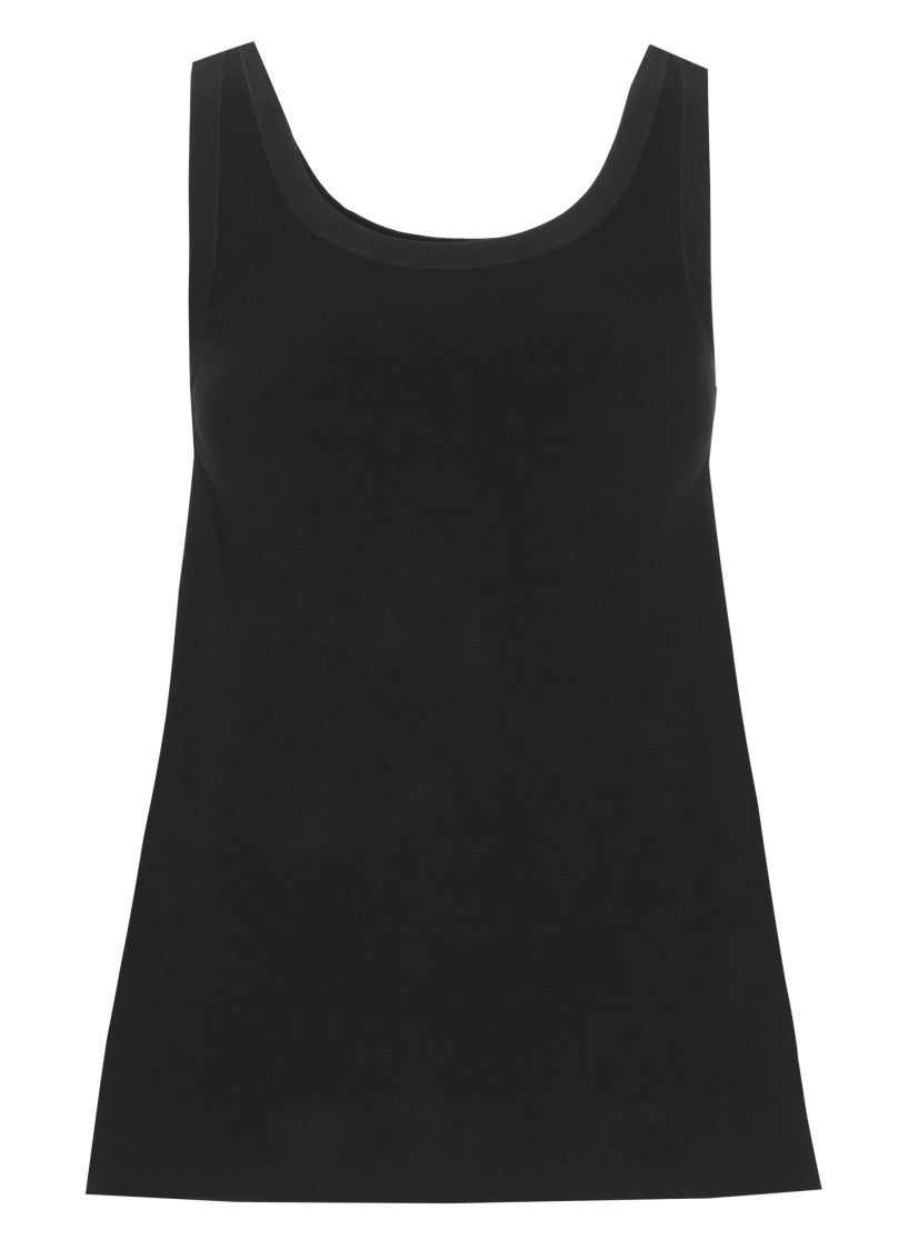 Elisabetta Franchi Black Logo Button Viscose Tank Top