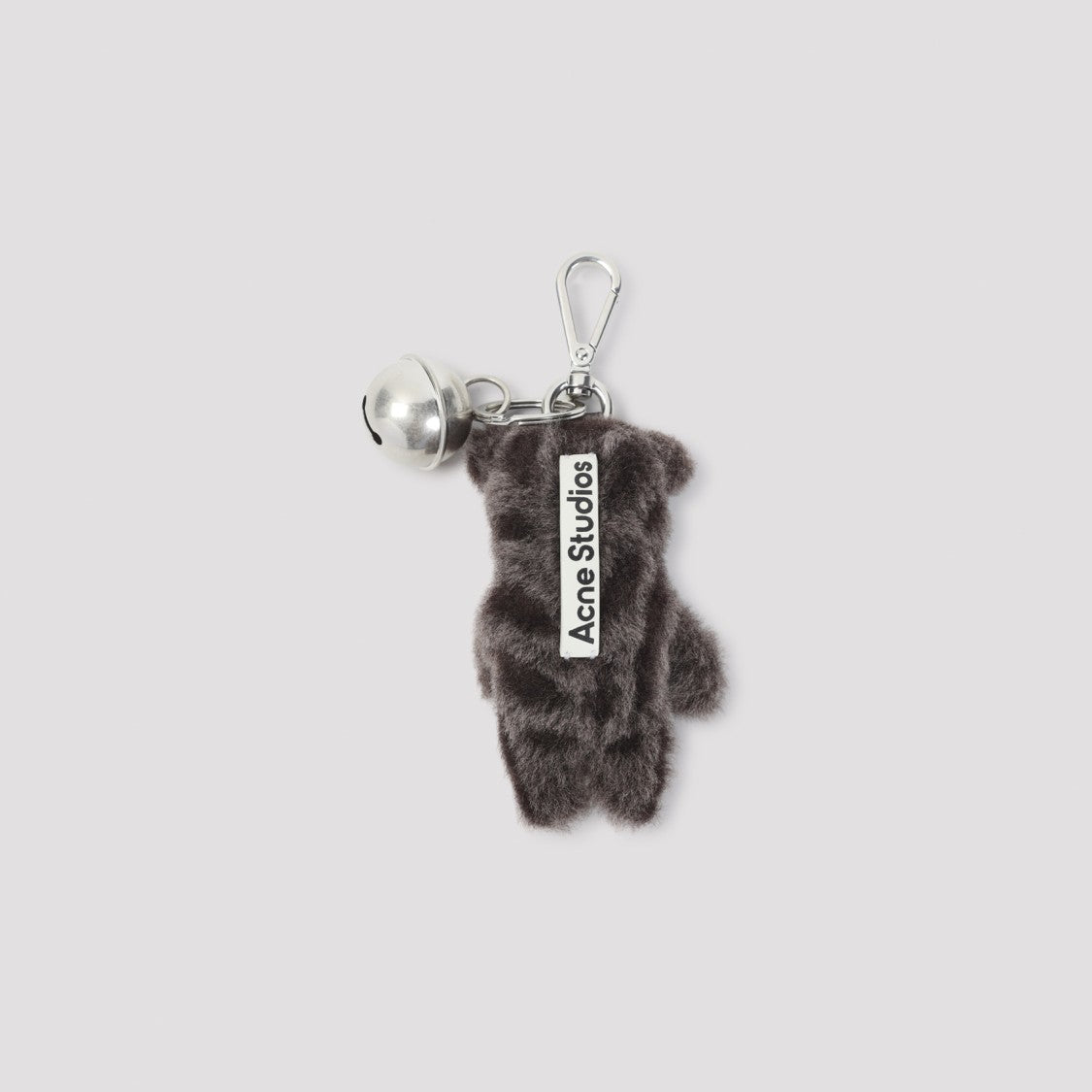 Acne Studios Lamb Shearling Bear Keychain With Silver Hardware
