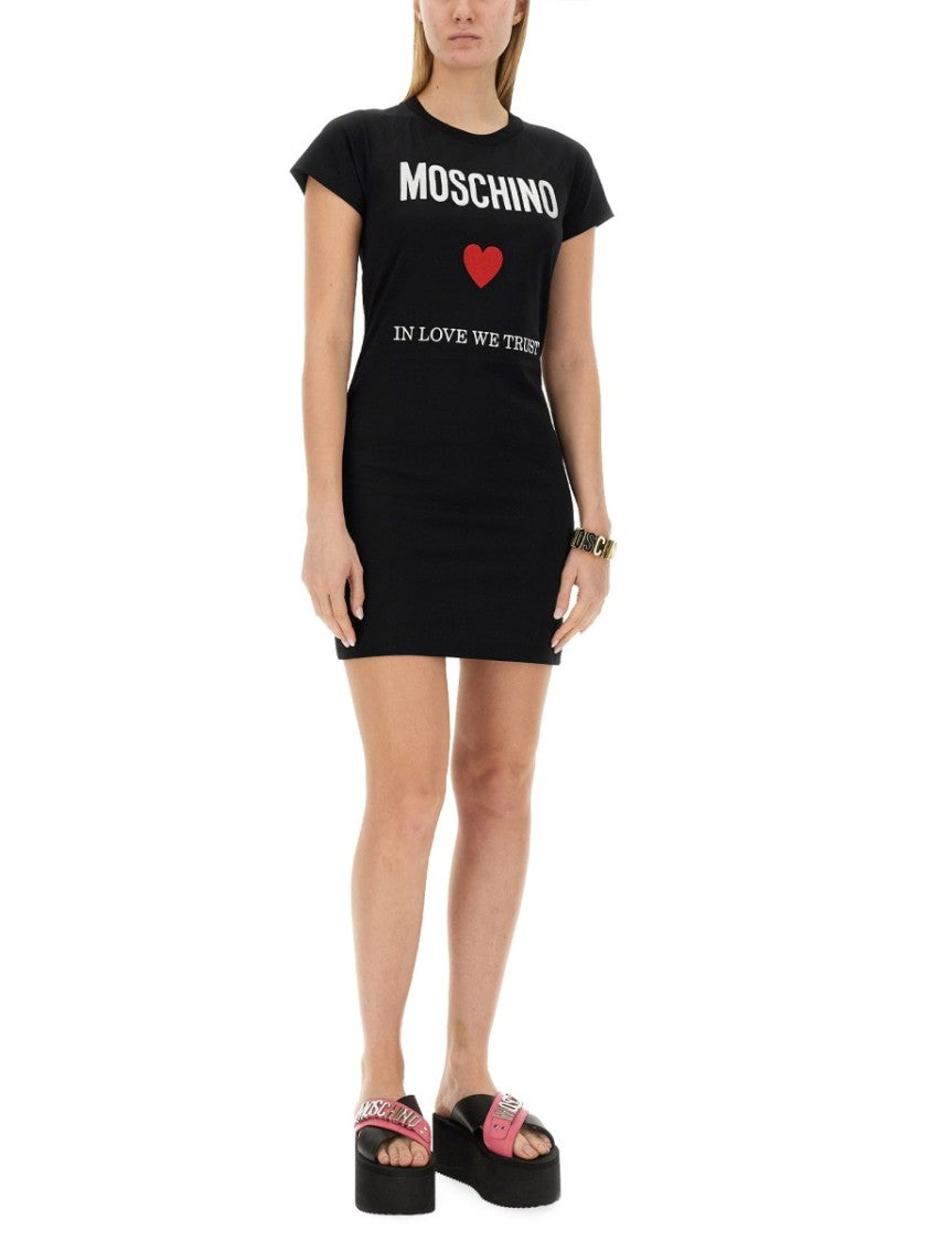 Moschino Fitted Mini Dress With Heart Graphic