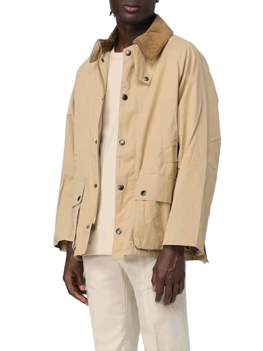 Barbour Beige Casual Jacket With Contrasting Corduroy Collar