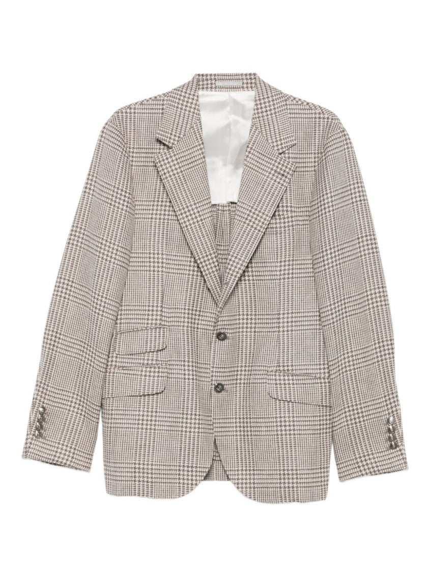 Brunello Cucinelli Checkered Tailored Blazer With Notch Lapels