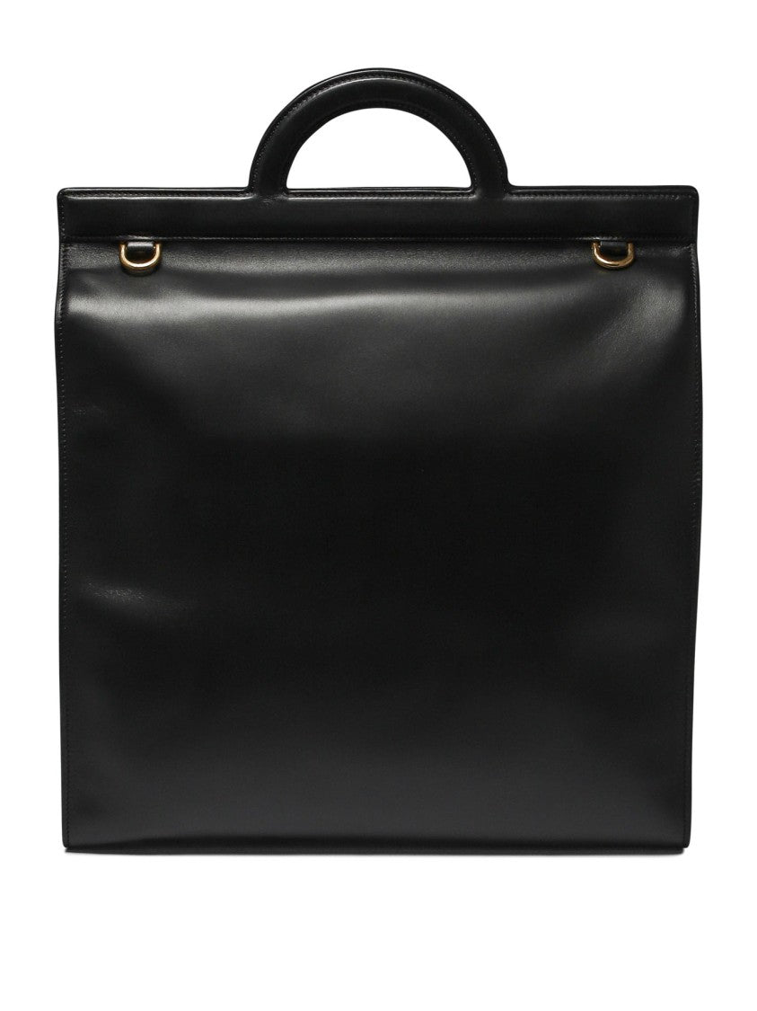 Valentino Garavani Structured Black Calf Leather Shoulder Bag