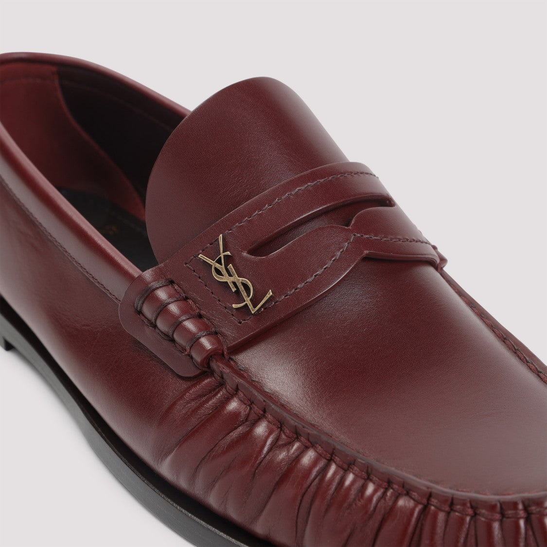 Saint Laurent Dark Red Leather Loafers