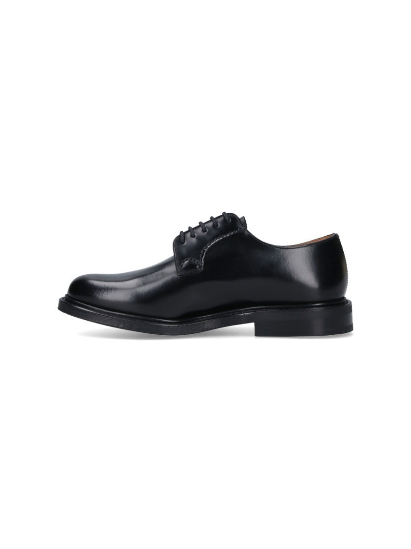 Church's Polished Black Leather Lace-Up Flat Shoes From Church's