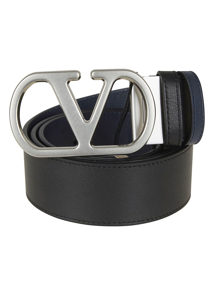 Valentino Garavani Reversible Black Calfskin Belt With Vlogo Signature Buckle