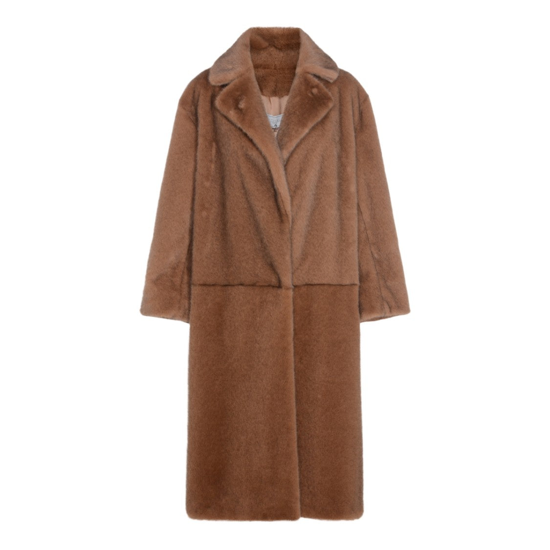 Antonelli Firenze Long Plush Brown Coat With Classic Lapel