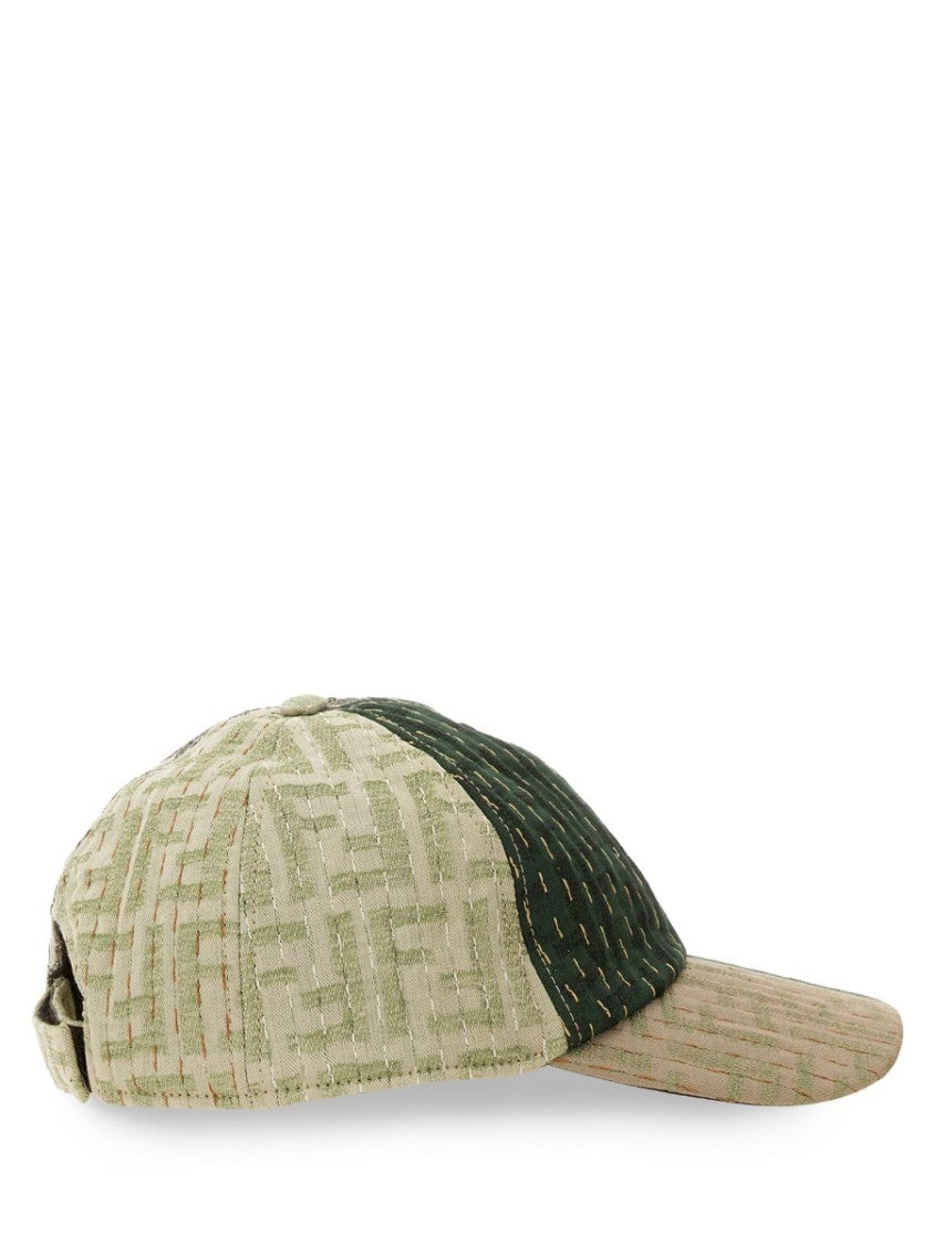 Fendi Patchwork Design Baseball Hat With Logo