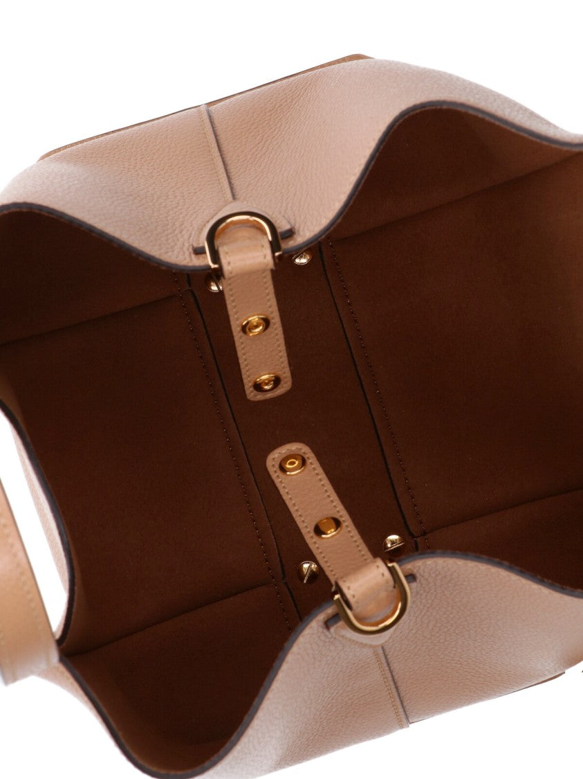 Tod's Small Pebbled Leather Shoulder Bag With Signature Gold Buckle