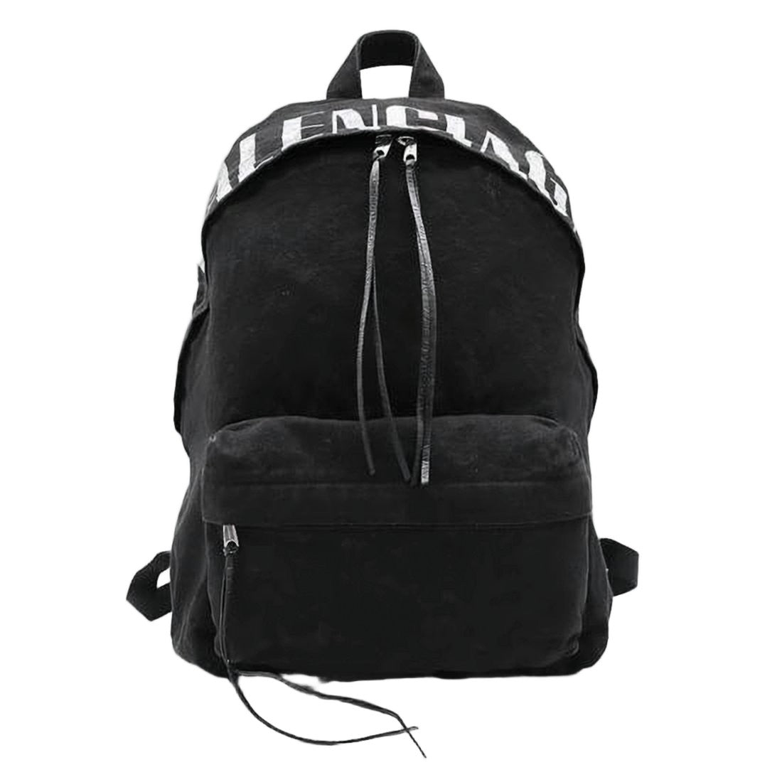 Balenciaga Spacious Cotton Backpack With Double Zipper Closure And Bold Lettering