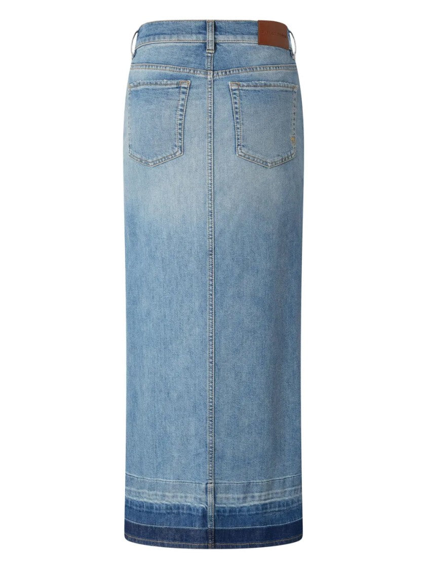 Pinko Light Blue Denim Skirt With High Slit
