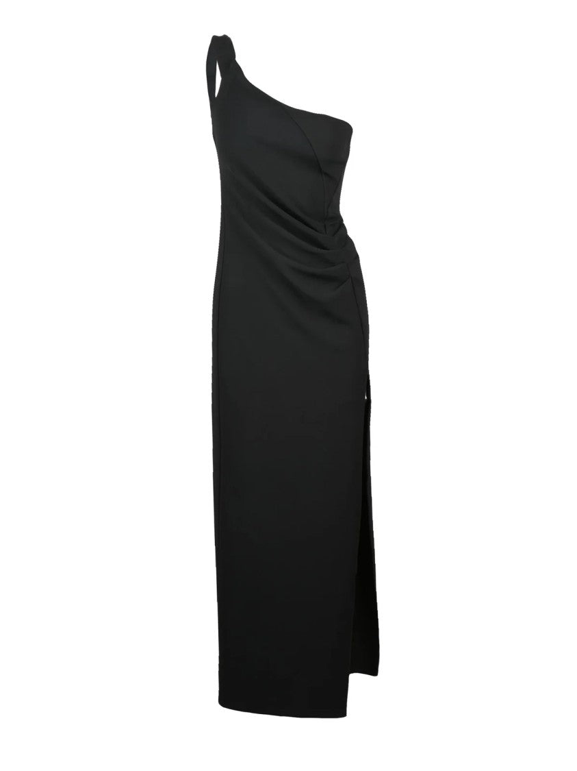 Eleh Black One-Shoulder Side-Slit Maxi Dress