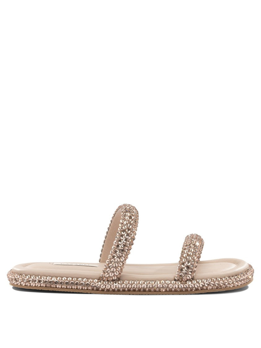 Casadei Embellished Flat Sandals With Cushioned Footbed