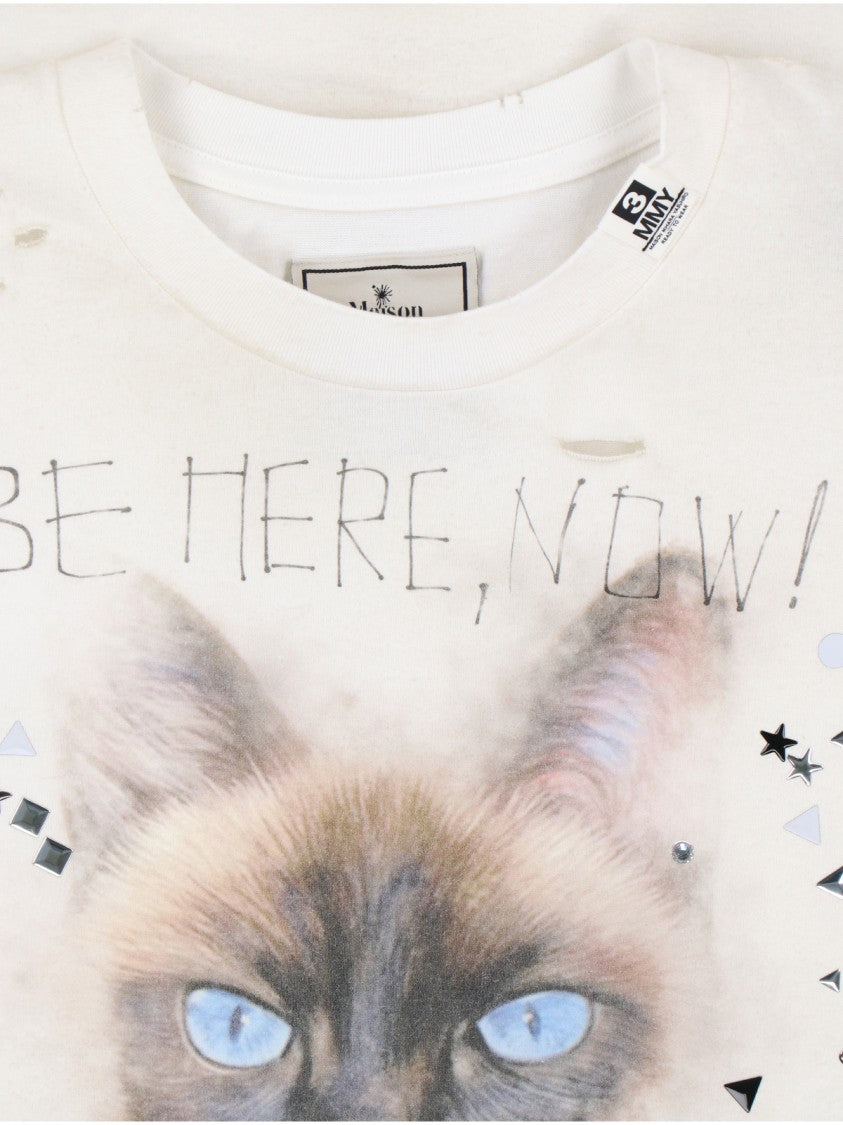 Maison Mihara Yasuhiro 'Cat' Studded T-Shirt – White