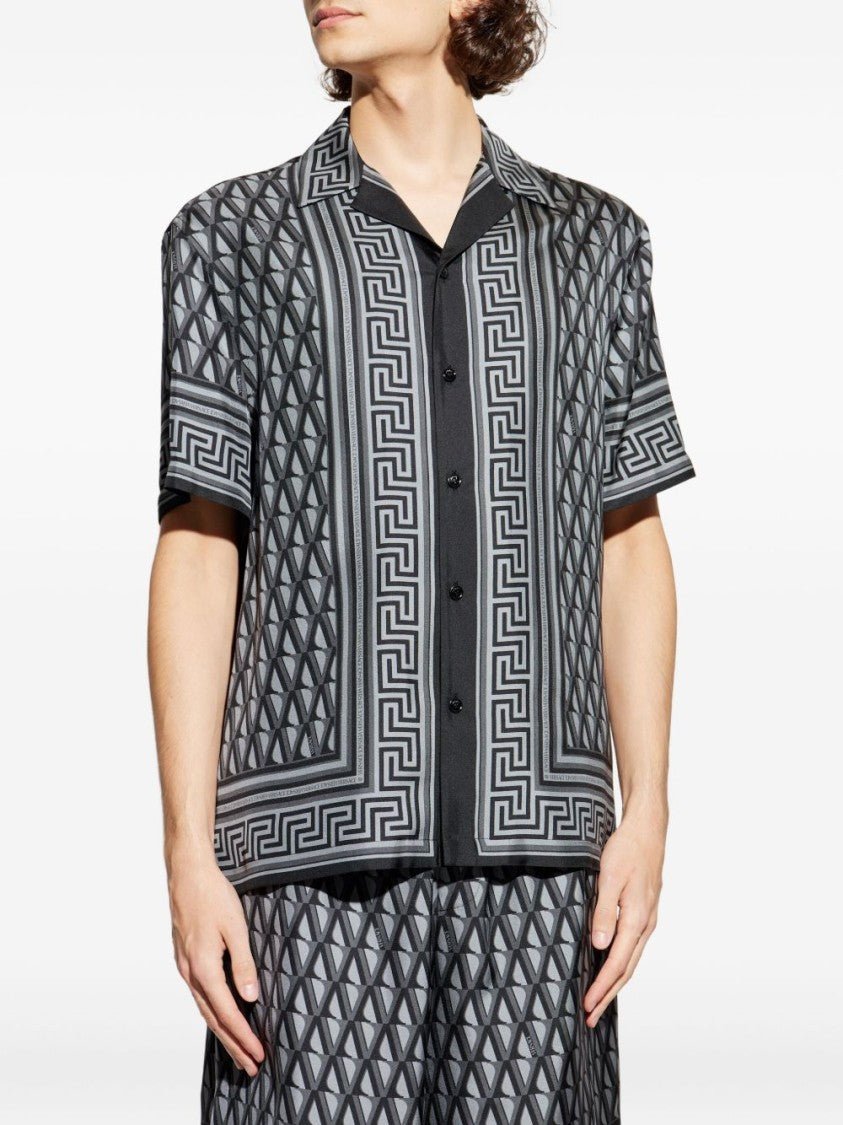 Versace Geometric Pattern Short-Sleeve Versace Shirt