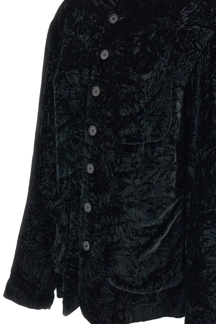Meta Campania Black Julian Stand Collar Crinkled Velvet Jacket