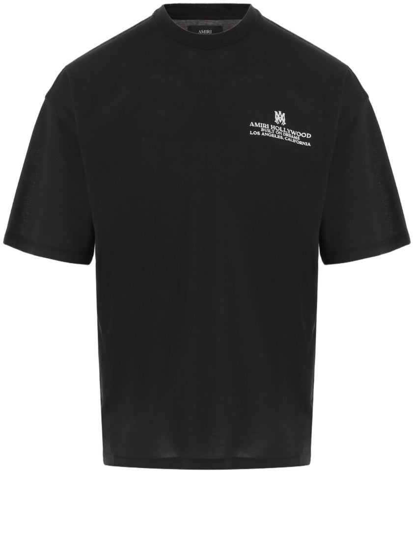 Amiri Crew Neck Black Cotton T-Shirt With Logo Details