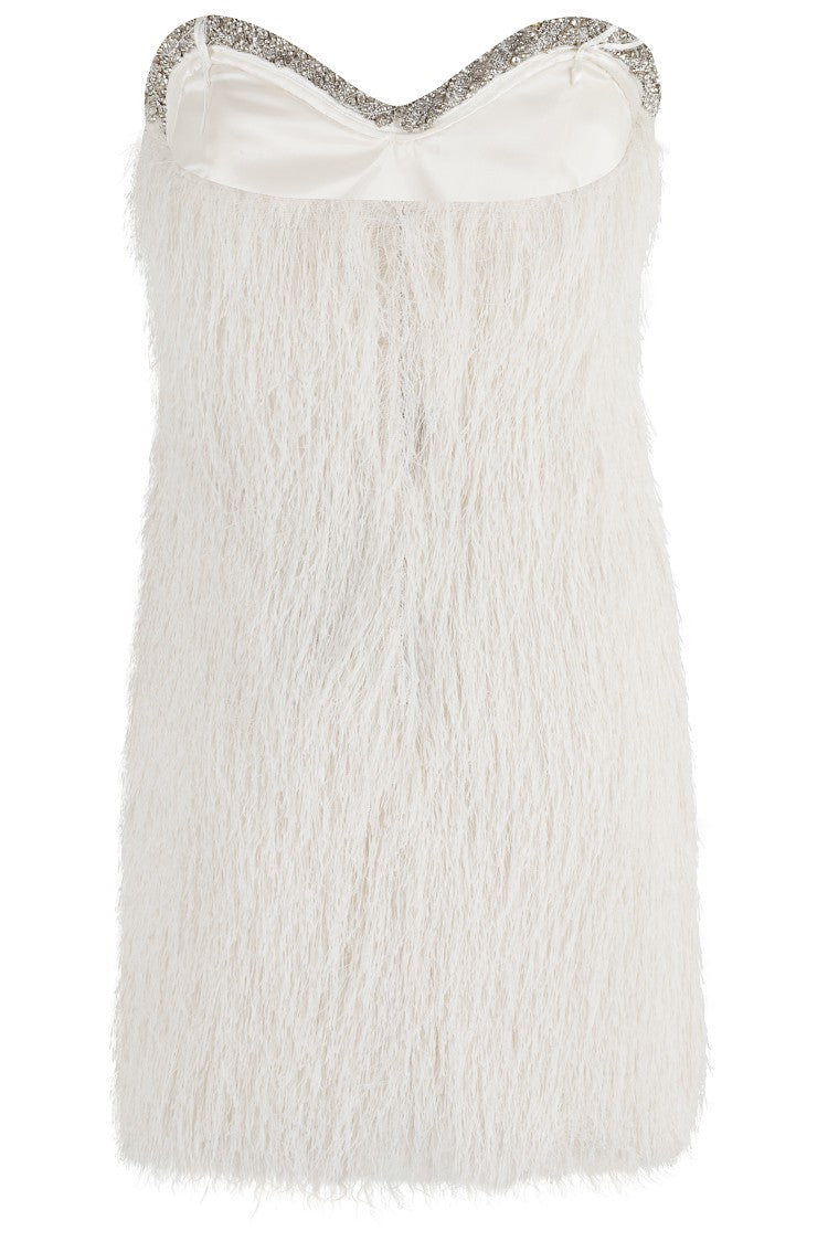 Amen Fringed Mini Dress With Rhinestone Trim