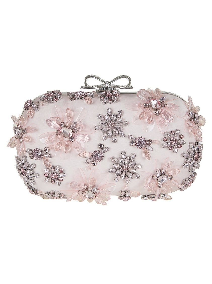 Self-Portrait Beaded Satin Clutch