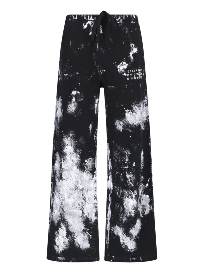 Mm6 By Maison Margiela Black Distressed Splatter Pattern Sport Trousers