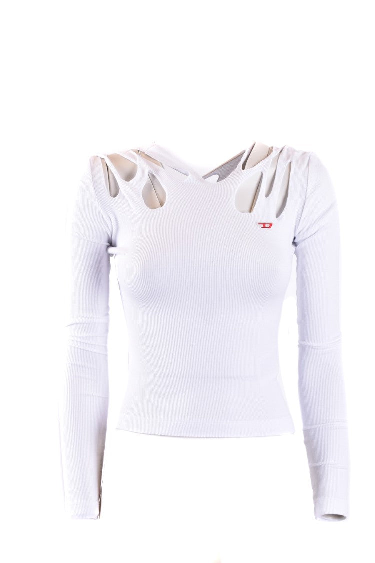 Diesel Cut-Out Long Sleeve Top With Ribbed Texture And Design