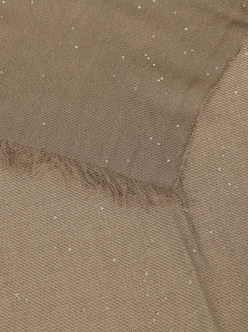 Peserico Twill Weave Cotton Stole With Scattered Sequins