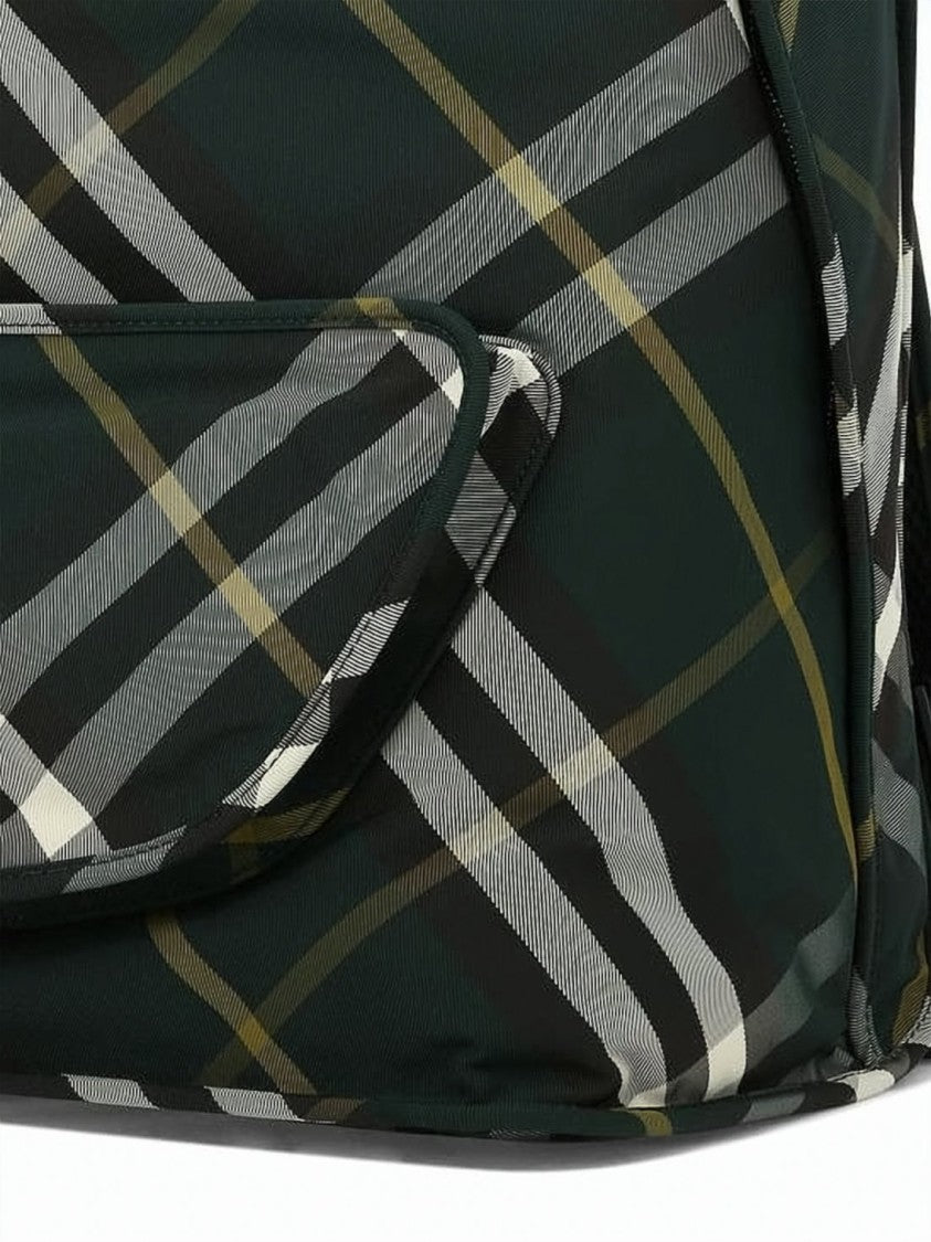 Burberry Classic Plaid Nylon Backpack With Double Zipper Closure