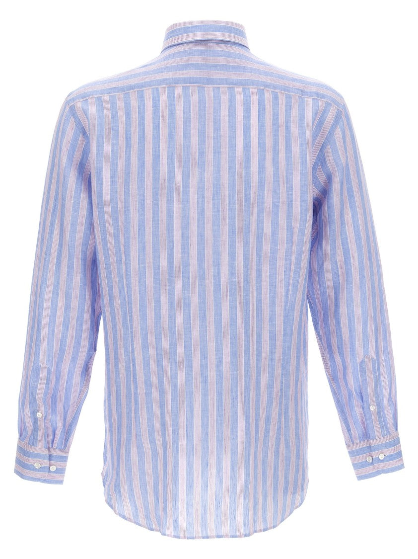 Etro Striped Linen Shirt With Pegaso Logo Embroidery