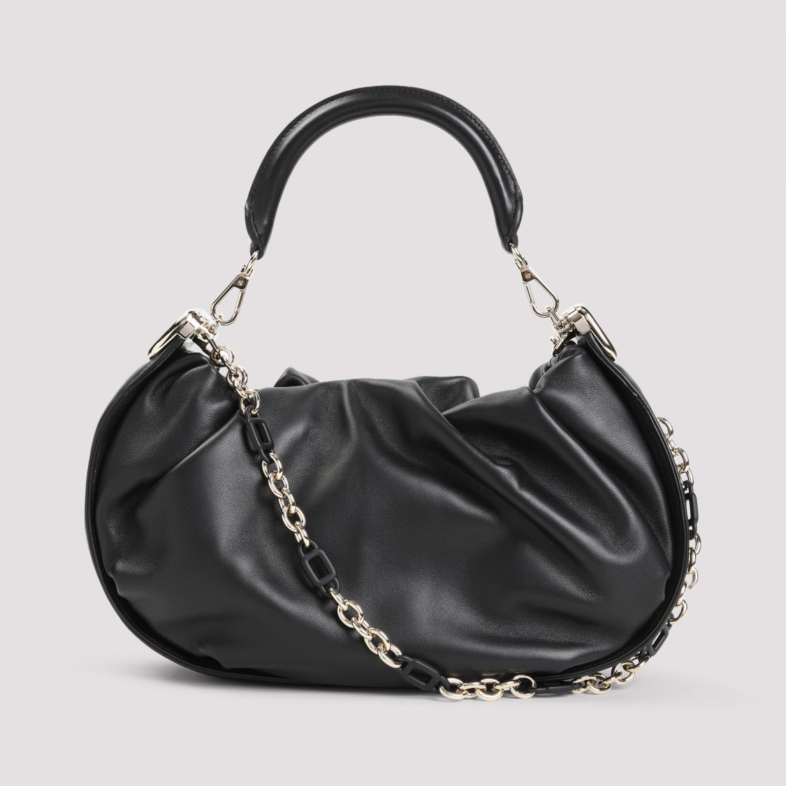Roger Vivier Gathered Black Nappa Lamb Leather Handbag