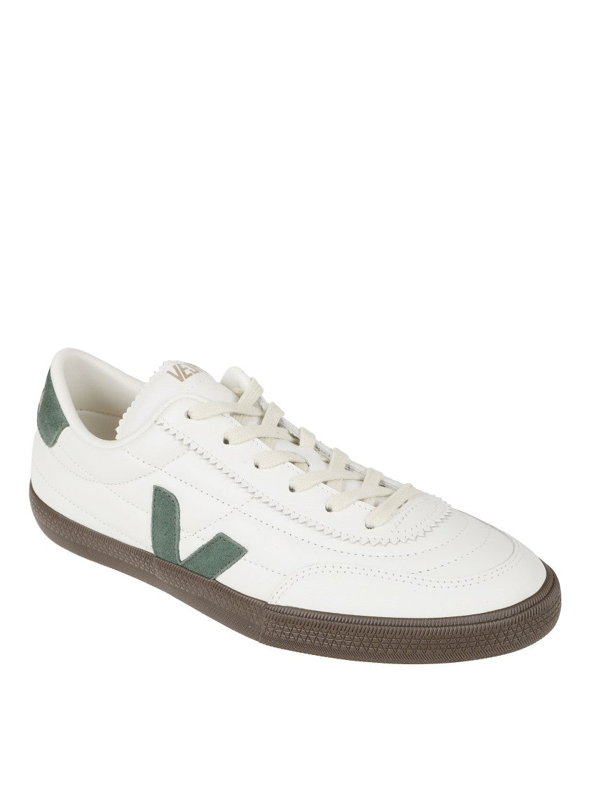 Veja Low-Top White Sneakers With Green Suede Accents