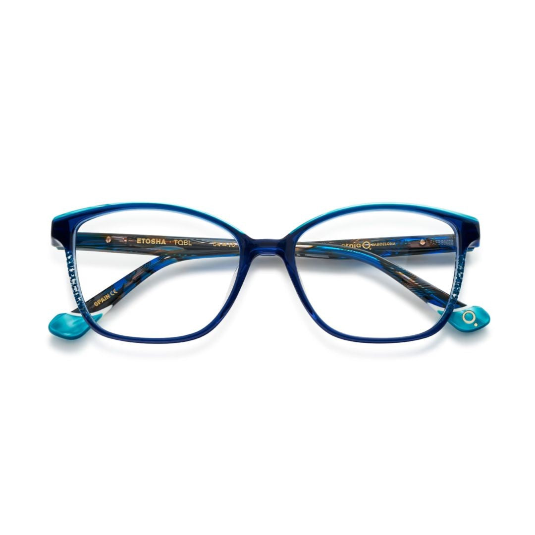 Etnia Barcelona Etosha Rectangular Gradient Blue Eyeglasses With Tortoiseshell Temples