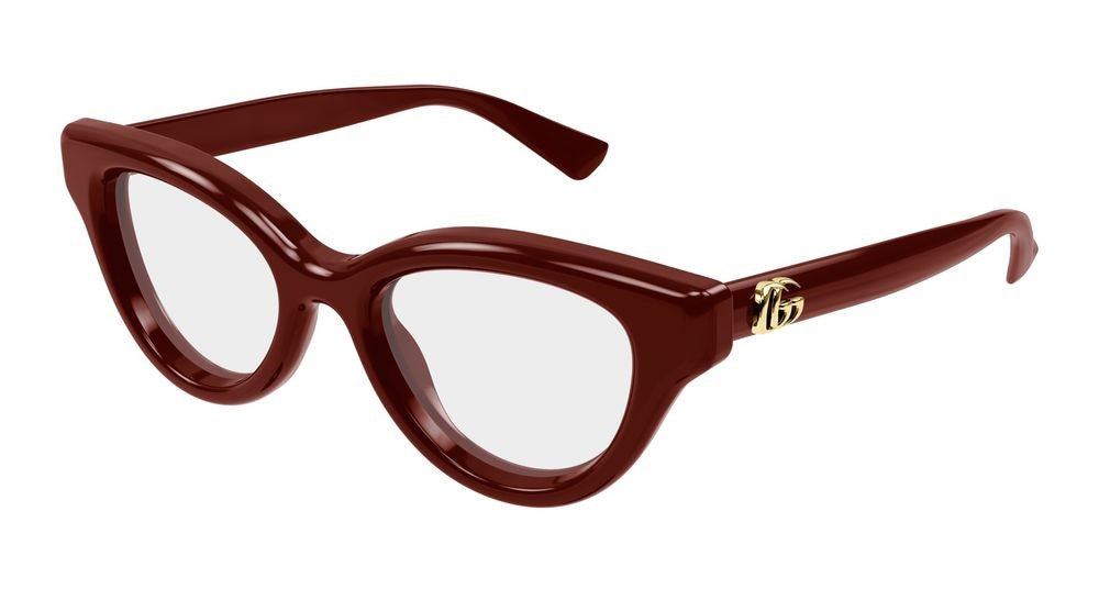 Gucci Burgundy Gold Accents Oversized Cat-Eye Eyeglasses