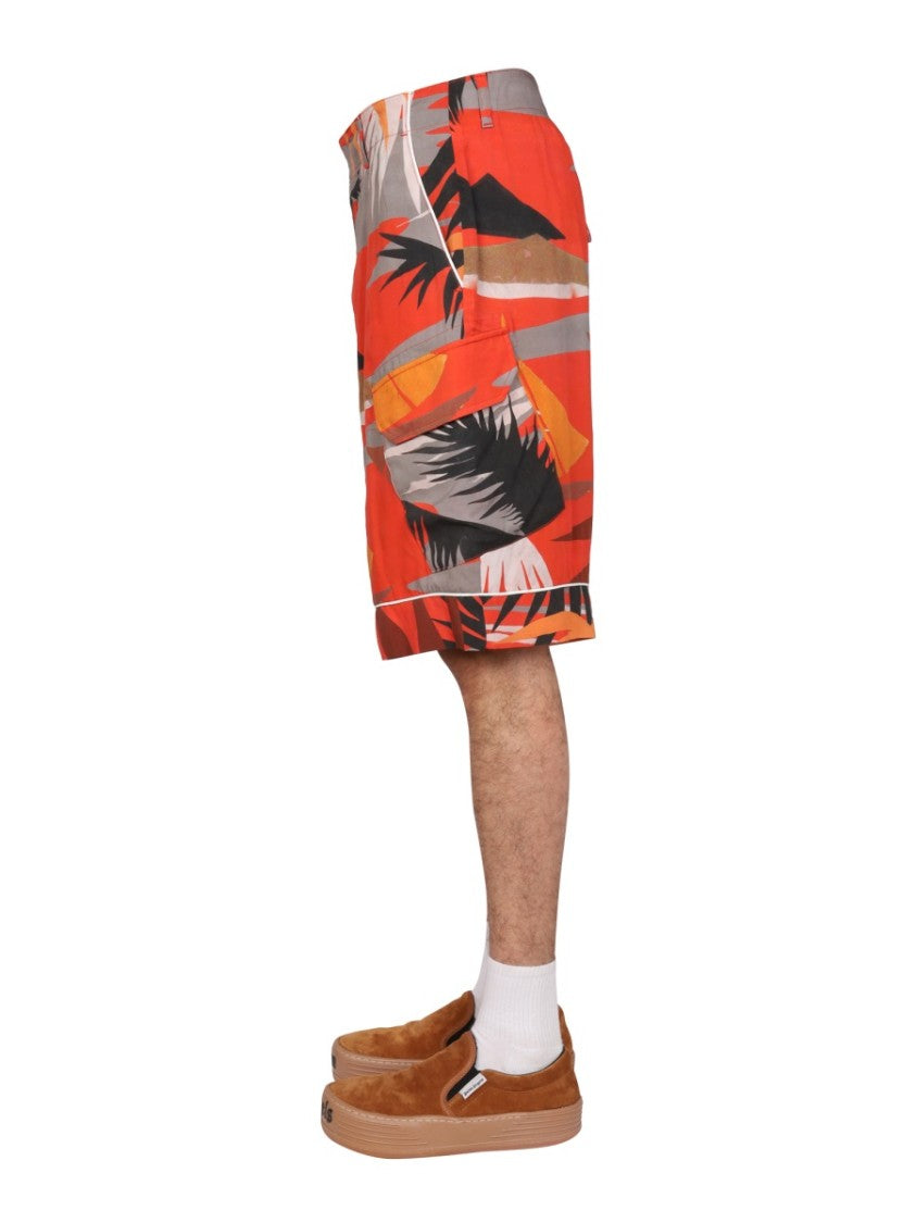 Palm Angels Tropical Print Cargo Bermuda Shorts
