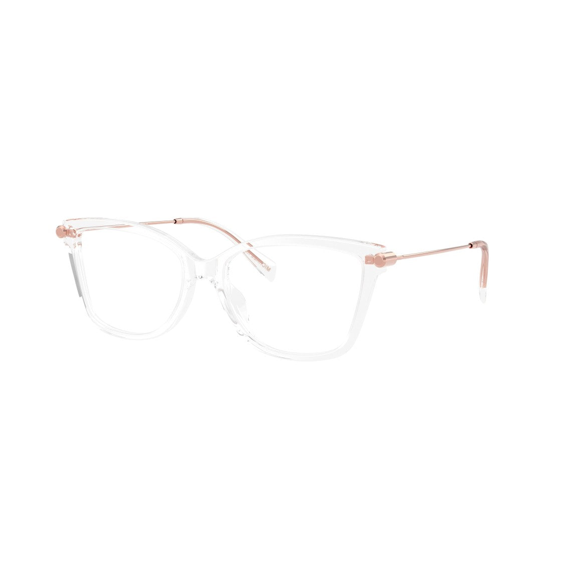 Michael Kors 0Mk4150u Transparent Acetate Cat-Eye Eyeglasses With Rose Gold Temples