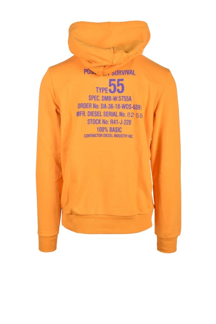Diesel Orange Crewneck Cotton-Blend Sweatshirt